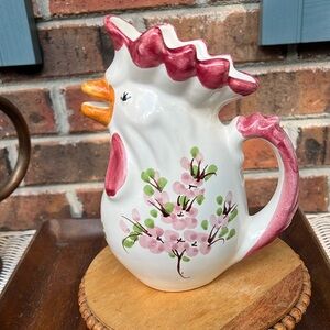Vintage Giovanni Vieri Italy Pottery Rooster Creamer / Pitcher